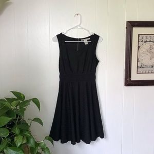 Swing dress with lace cutout waist